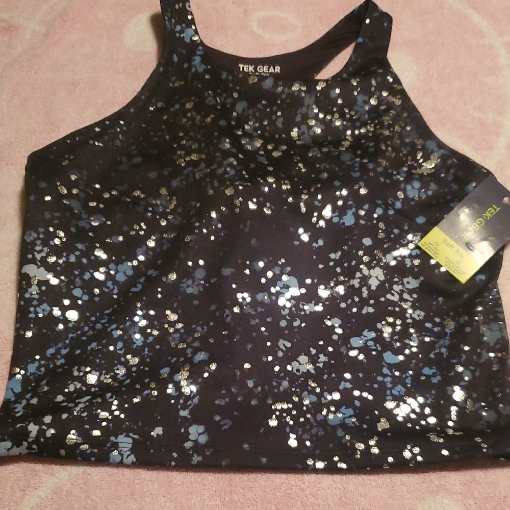 Tek Gear Black Sequin Crop Tank Top